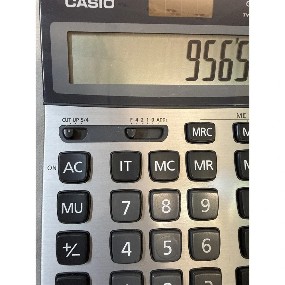 Casio GX-120S 12-Digit Desktop Calculator Two-Way Power Metallic - Tested Works